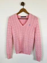 Load image into Gallery viewer, Ralph Lauren Women&#39;s Cotton V-Neck Cable Knit Jumper | S UK8 | Pink
