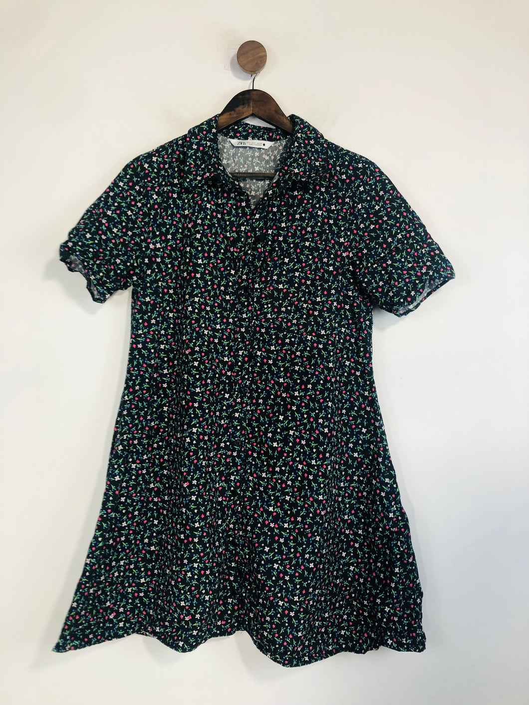 Zara Women's Floral Shirt Dress | S UK8 | Black