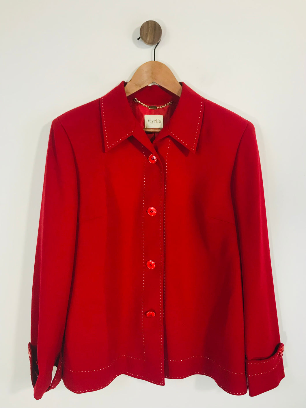 Viyella Women's Contrast Stitch Blazer Jacket | UK14 | Red