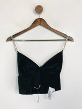 Load image into Gallery viewer, Zara Women&#39;s Velvet Crop Tank Top | XS UK6-8 | Black
