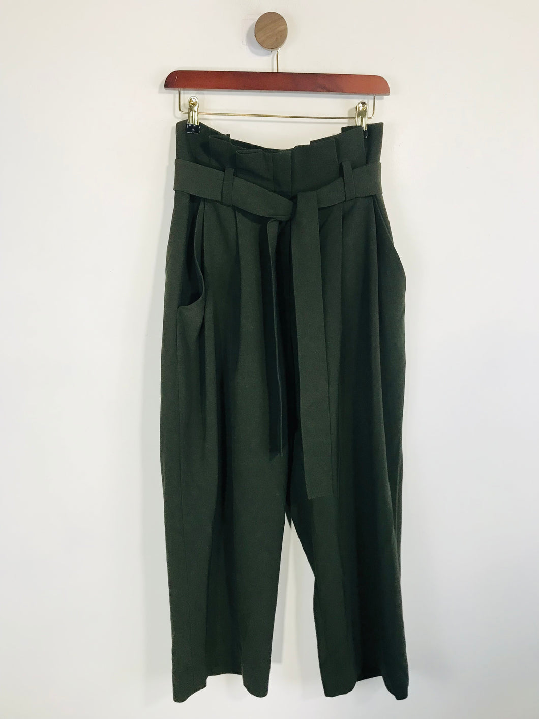 Cos Women's High Waist Paper Bag Waist Culottes Trousers | EU36 UK8 | Green