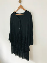 Load image into Gallery viewer, Zara Women&#39;s Pleated Button-Up Mini Dress | XS UK6-8 | Black
