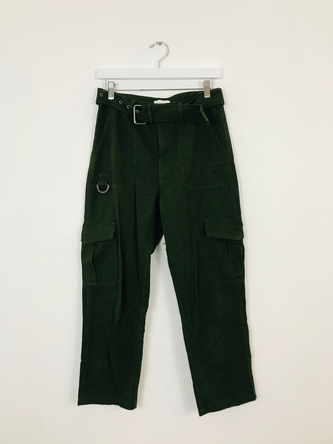 Warehouse Womens High Waisted Utility Jeans Trousers | UK8 | Khaki Green