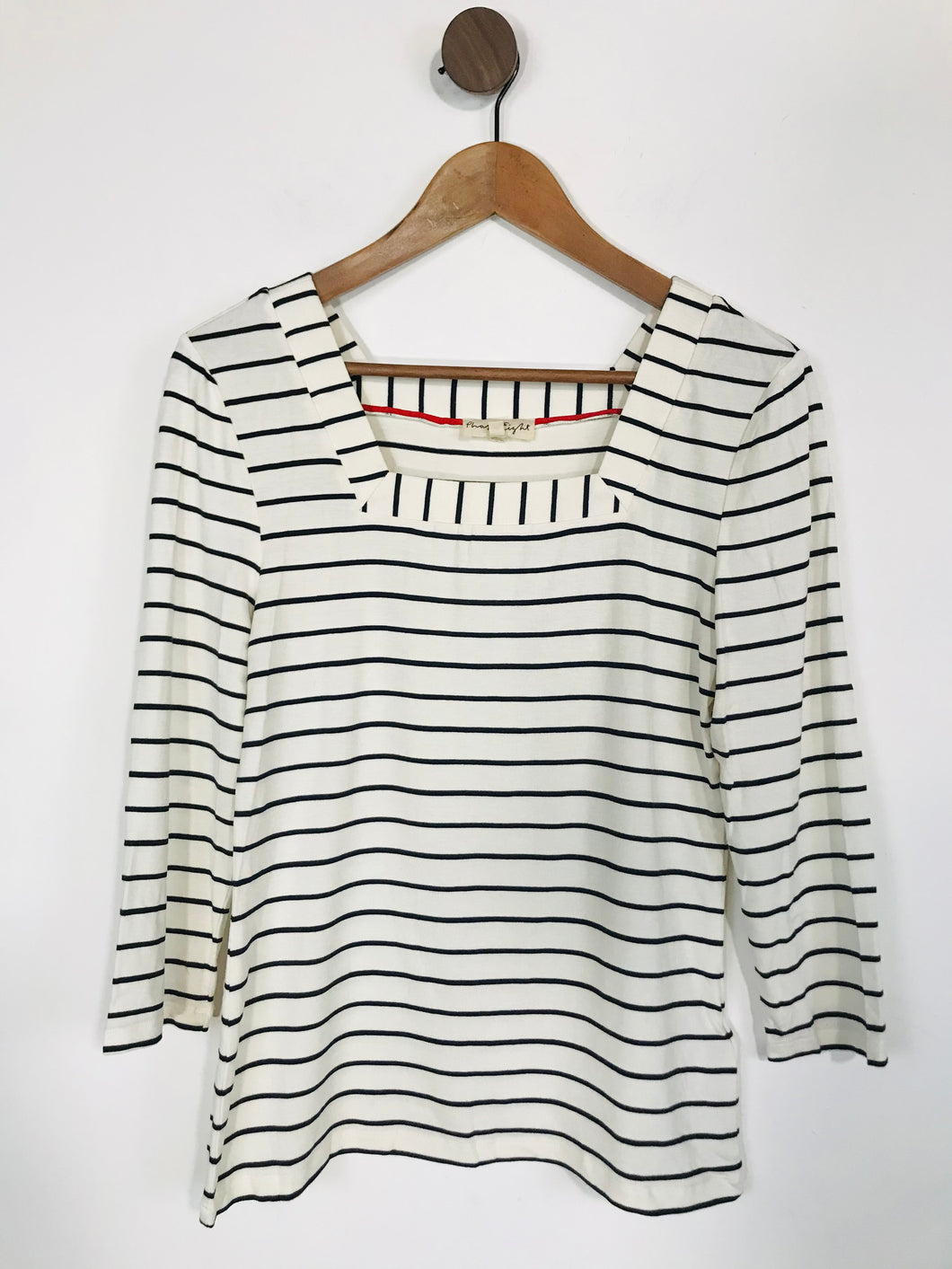 Phase Eight Women's Striped Square Neck T-Shirt  | UK10  | White