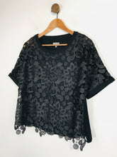 Load image into Gallery viewer, Phase Eight Women&#39;s Floral Crochet Blouse | UK16 | Black
