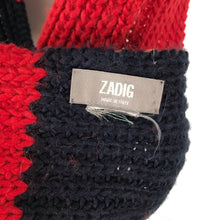 Load image into Gallery viewer, Zadig Mens Long Chunky Knit Striped Scarf | One Size | Red Navy
