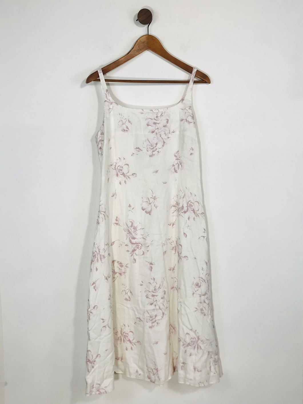 Jigsaw Women's Floral Beaded Linen A-Line Dress | UK14 | White