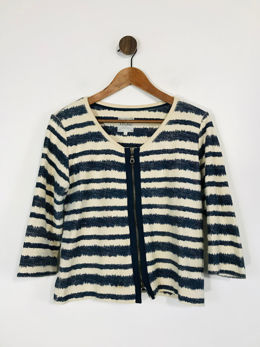 Mistral Women's Striped Collarless Blazer Jacket | UK10 | Multicolour