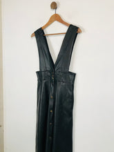 Load image into Gallery viewer, Zara Women&#39;s Faux Leather Dungaree Midi Dress NWT | M UK10-12 | Black
