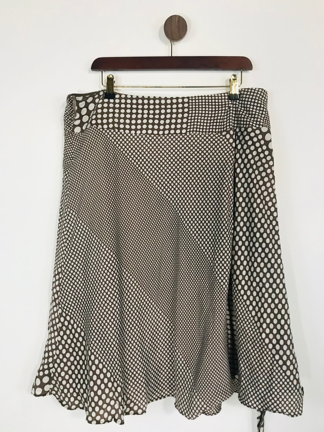 Monsoon Women's Silk Polka Dot Midi Skirt | UK16 | Beige