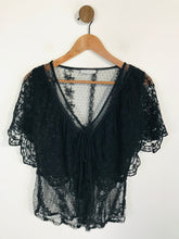 Load image into Gallery viewer, Topshop Women&#39;s Lace Ruffle Blouse | M UK10-12 | Black
