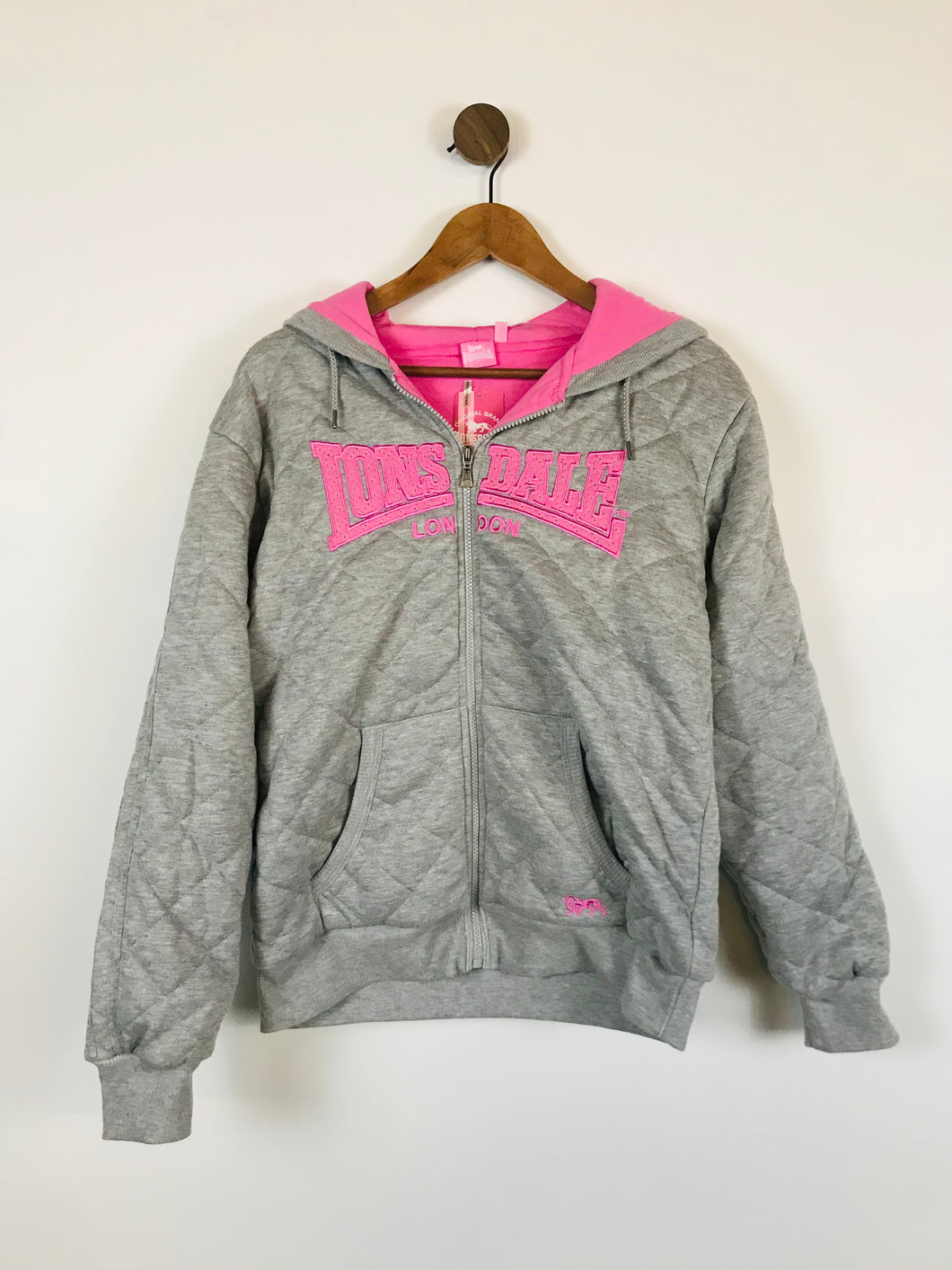 Lonsdale Women's Quilted Zip Sweatshirt With Tags | UK14 | Grey
