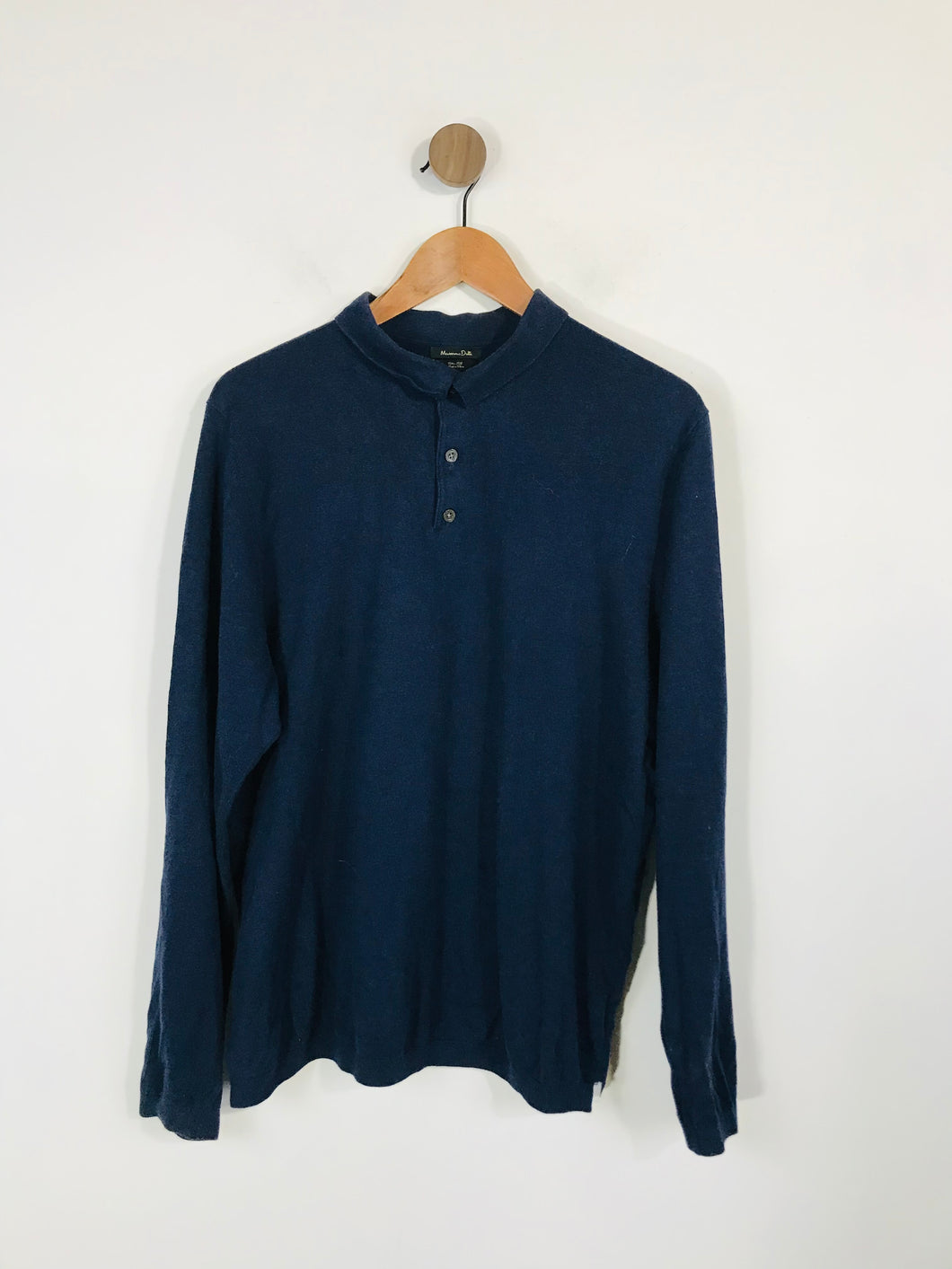 Massimo Dutti Men's Cotton Silk Jumper | XL | Blue