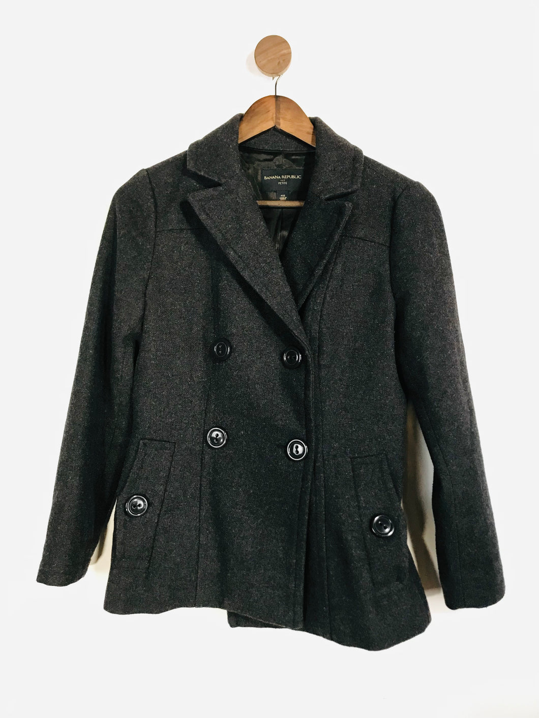 Banana Republic Women's Wool Crop Overcoat Coat | XS UK6-8 | Grey
