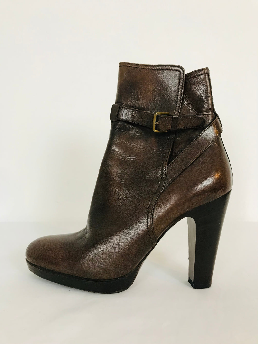 Mui Mui Women’s Leather Heeled Ankle Boots | UK5 EU38 | Brown