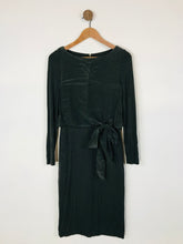 Load image into Gallery viewer, Mint Velvet Women&#39;s Silk Long Sleeve Tie Shift Dress | UK10 | Green
