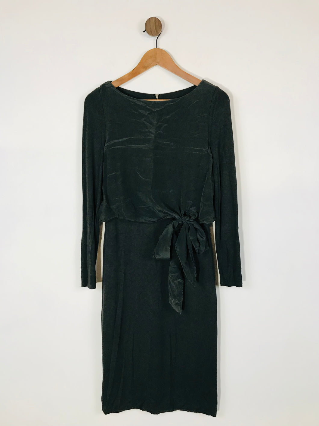 Mint Velvet Women's Silk Long Sleeve Tie Shift Dress | UK10 | Green