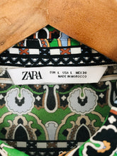 Load image into Gallery viewer, Zara Women’s Paisley Print Long Sleeve Shirt | L UK14 | Green
