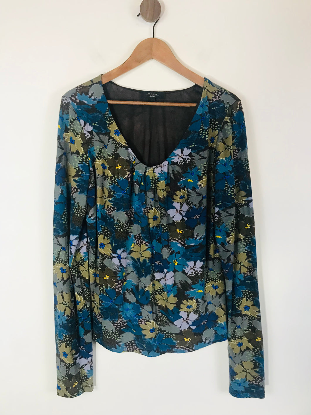 Weekend Max Mara Women's Floral Long Sleeve T-Shirt | XXL UK18-20 | Blue