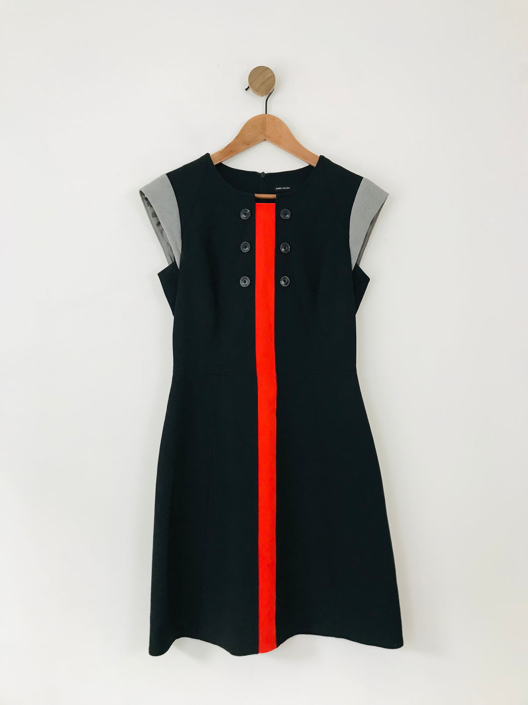 Karen Millen Women's Red Panel A-Line Dress | UK10 | Black