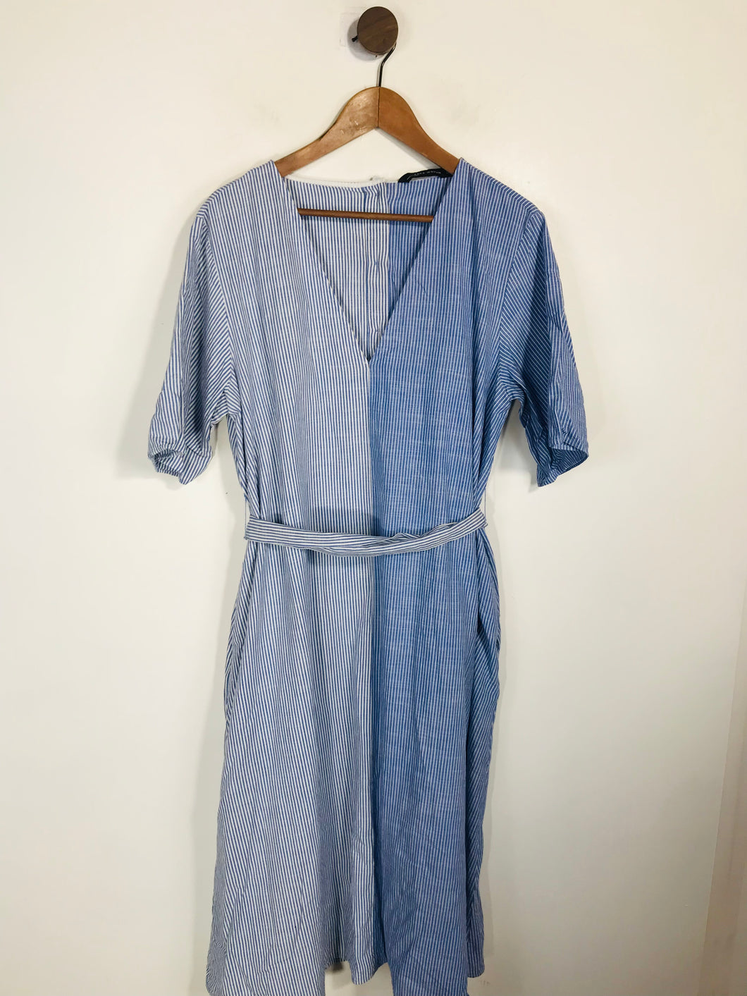 Zara Women's Cotton Striped Shift Dress | XL UK16 | Blue