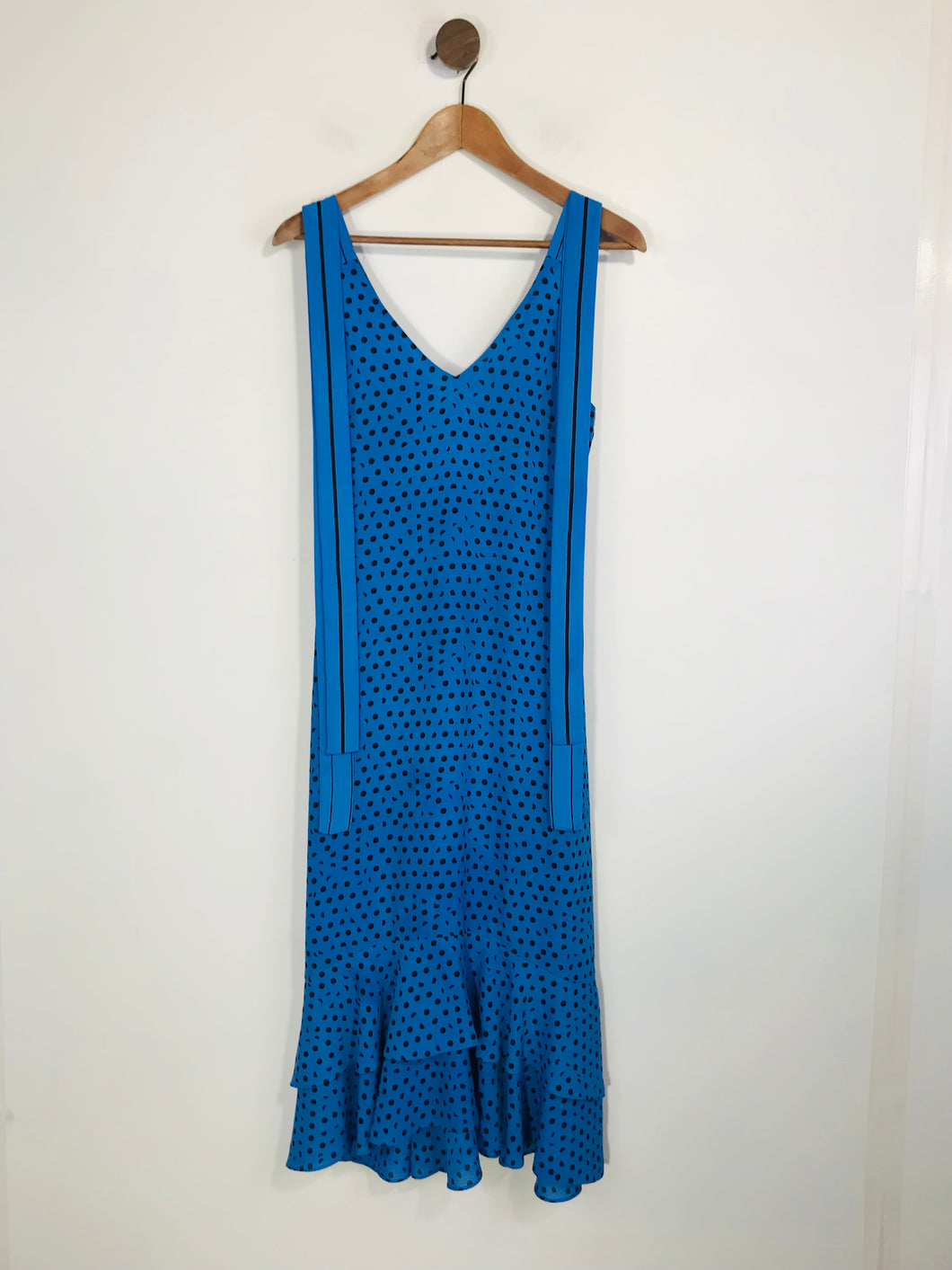 Whistles Women's Polka Dot Ruffle Sheath Dress | UK8 | Blue