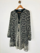 Load image into Gallery viewer, Mint Velvet Women&#39;s Silk Paisley Tassel Shift Dress | UK12 | Black
