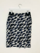 Load image into Gallery viewer, St Martins Patterned High Waisted Pencil Skirt | UK8 | Blue
