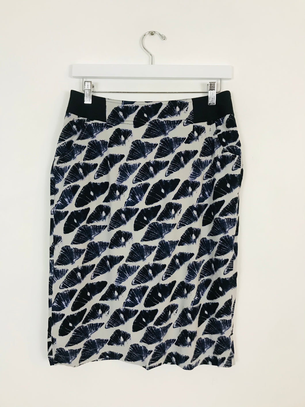St Martins Patterned High Waisted Pencil Skirt | UK8 | Blue