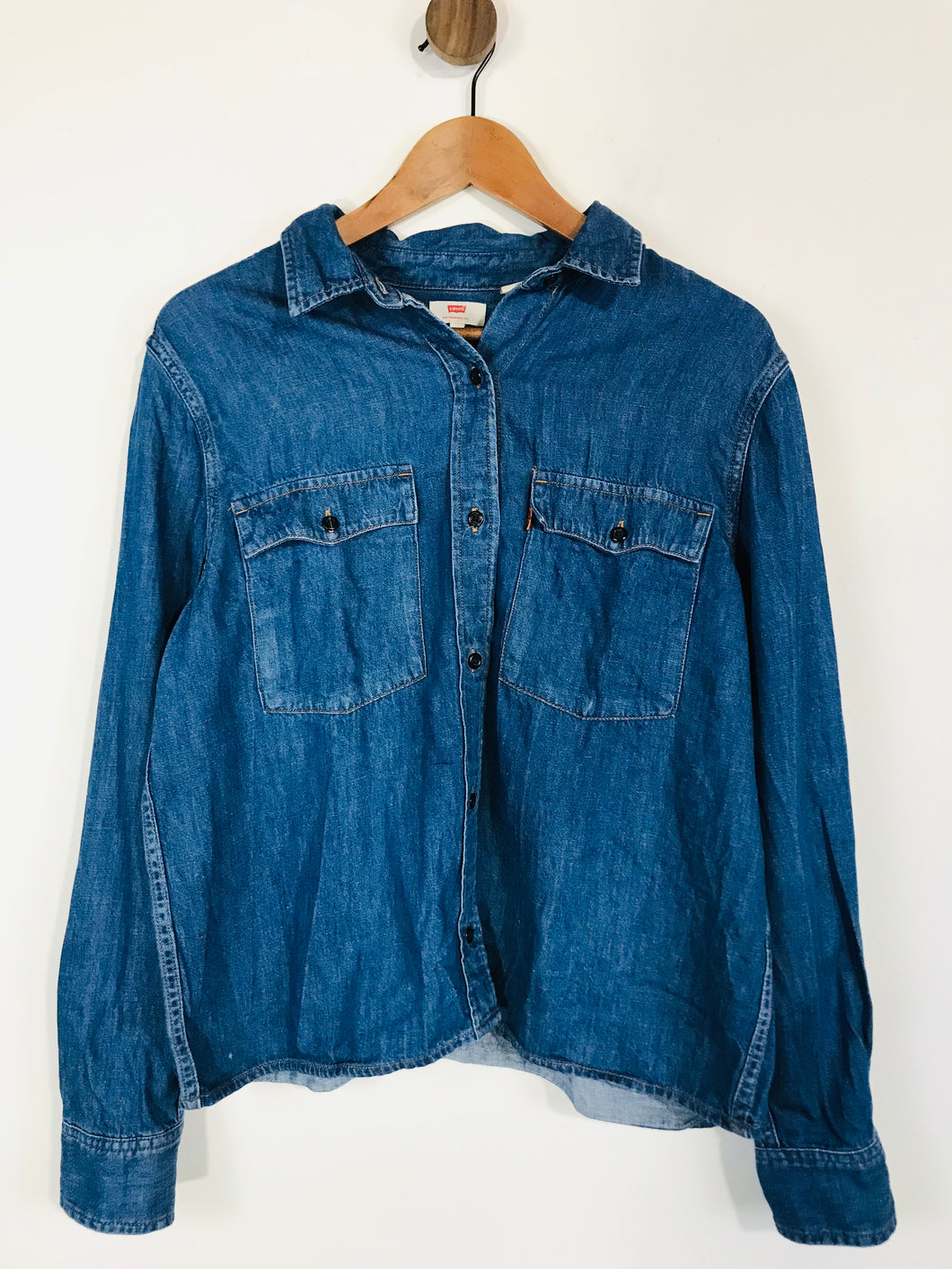 Levi’s Women's Denim Look Button-Up Shirt | L UK14 | Blue
