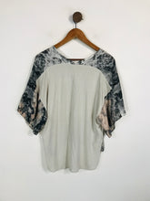 Load image into Gallery viewer, Zara Women&#39;s Snakeskin V-Neck T-Shirt | M UK10-12 | Grey
