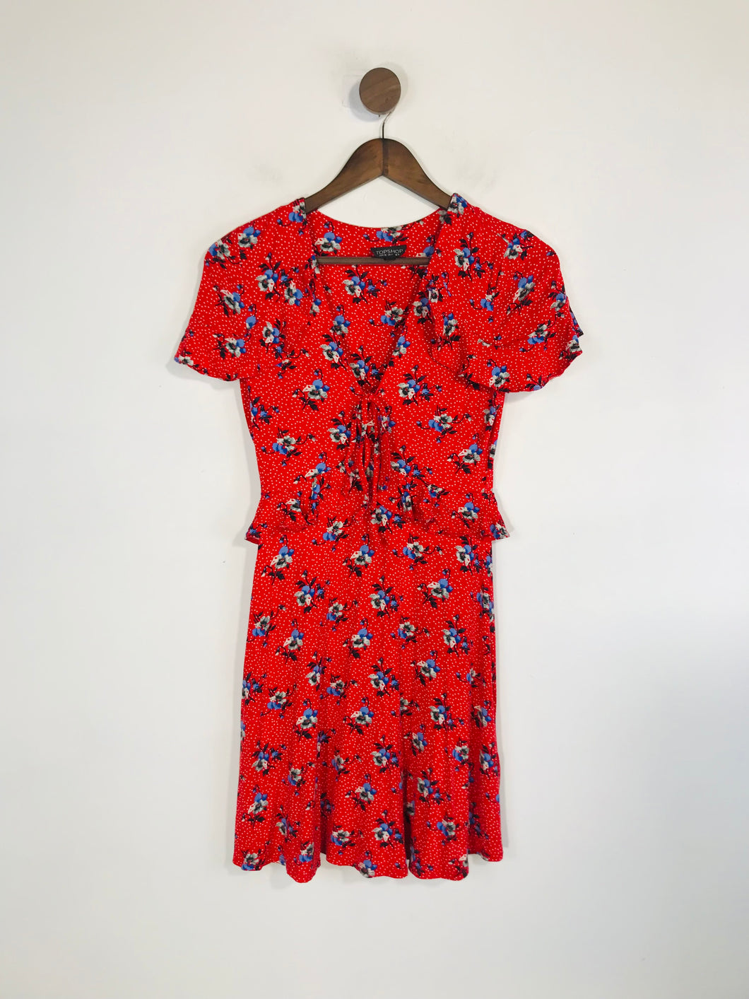Topshop Women's Floral A-Line Dress | UK8 | Red