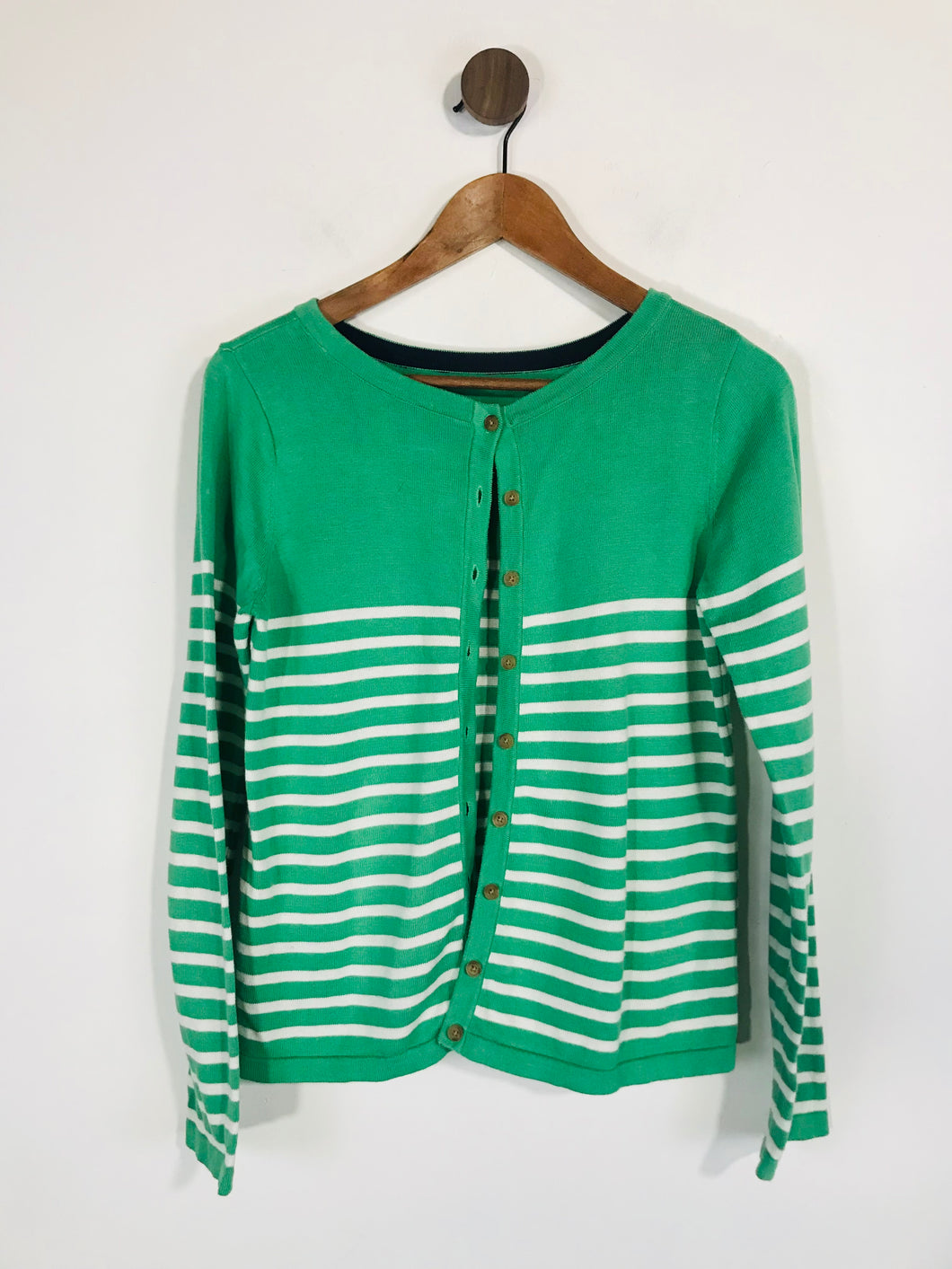 Joules Women's Striped Light Knit Cardigan | UK10 | Green