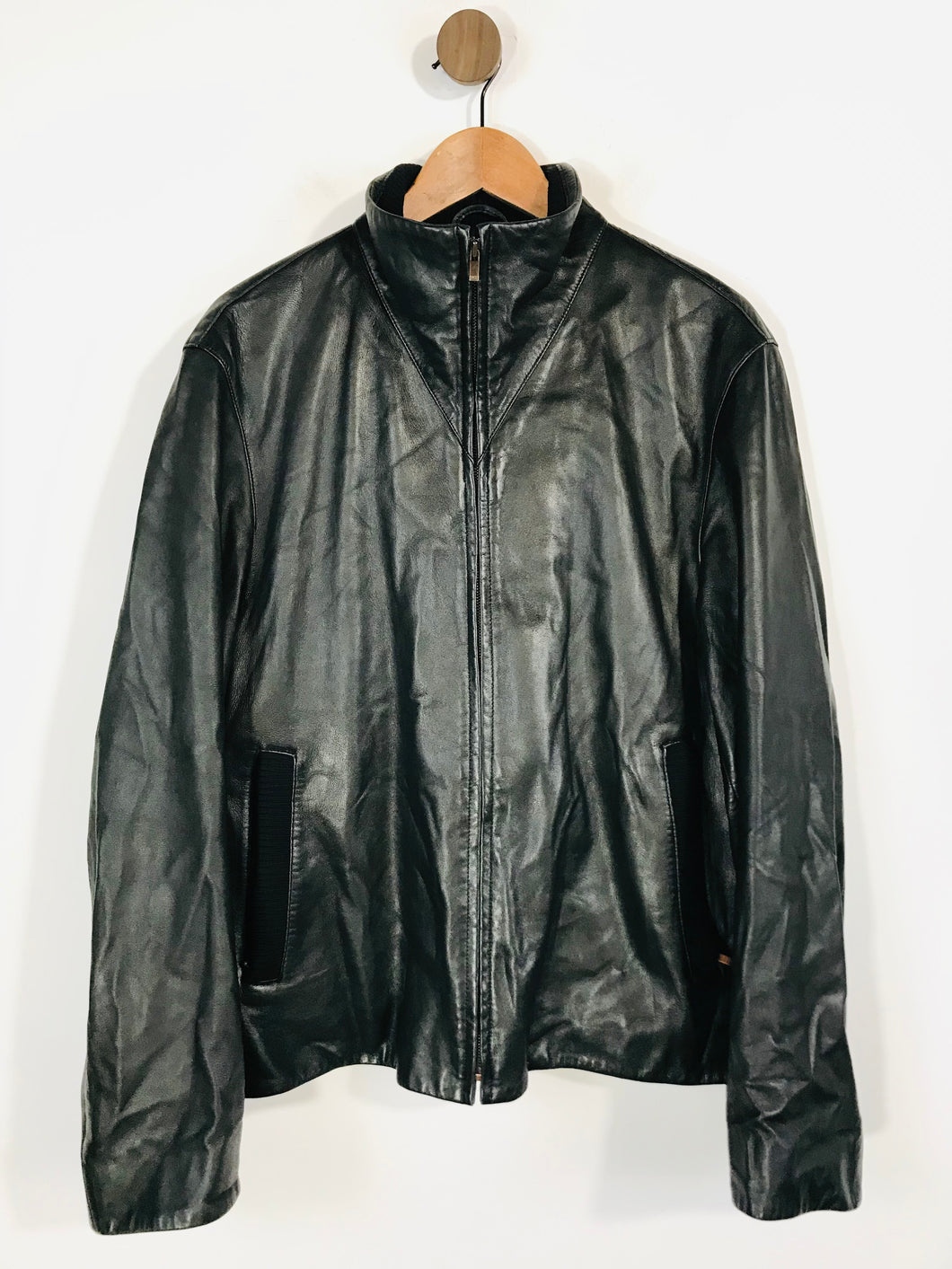Hugo Boss Men's Leather Biker Jacket | L | Black