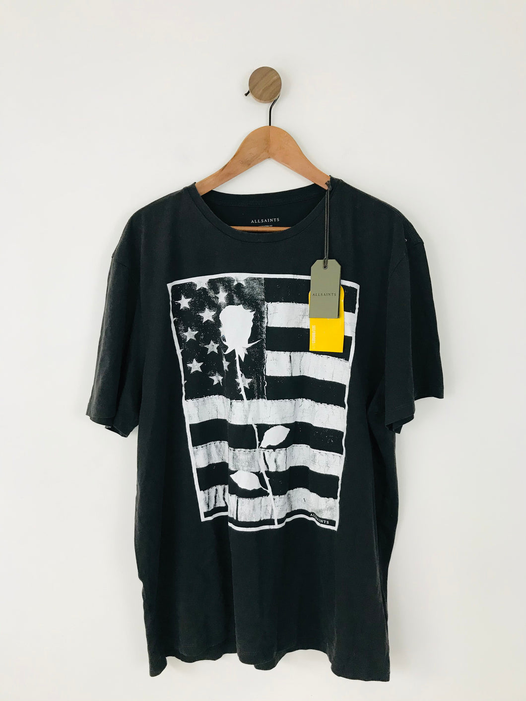 Allsaints Unisex Oversized American Flag T-Shirt NWT | XL | Black