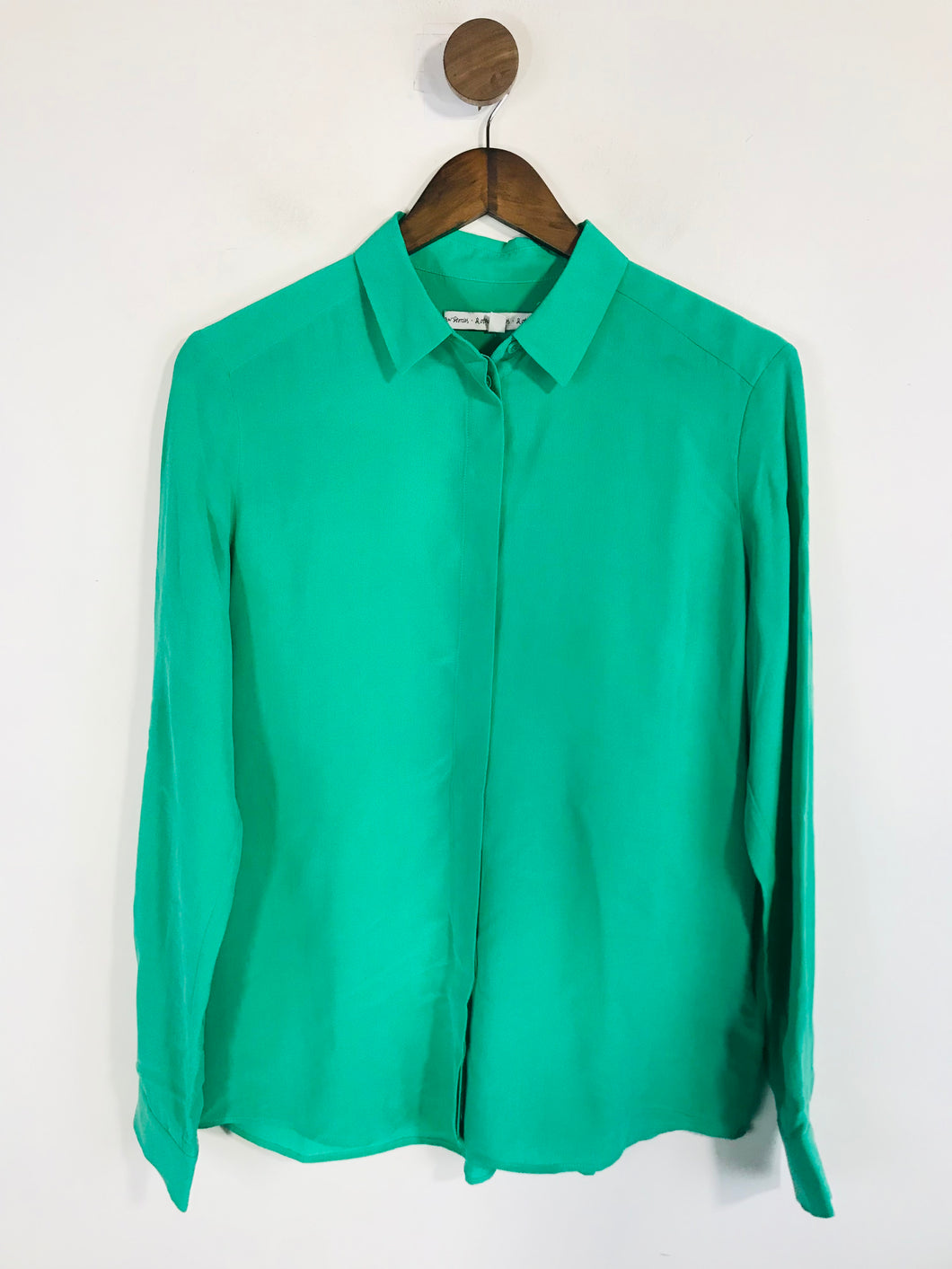 & Other Stories Women's Silk Button-Up Shirt | EU38 UK10 | Green