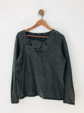 Load image into Gallery viewer, Betty Barclay Women&#39;s Floral Embroidered Neck Jumper | UK16 | Grey
