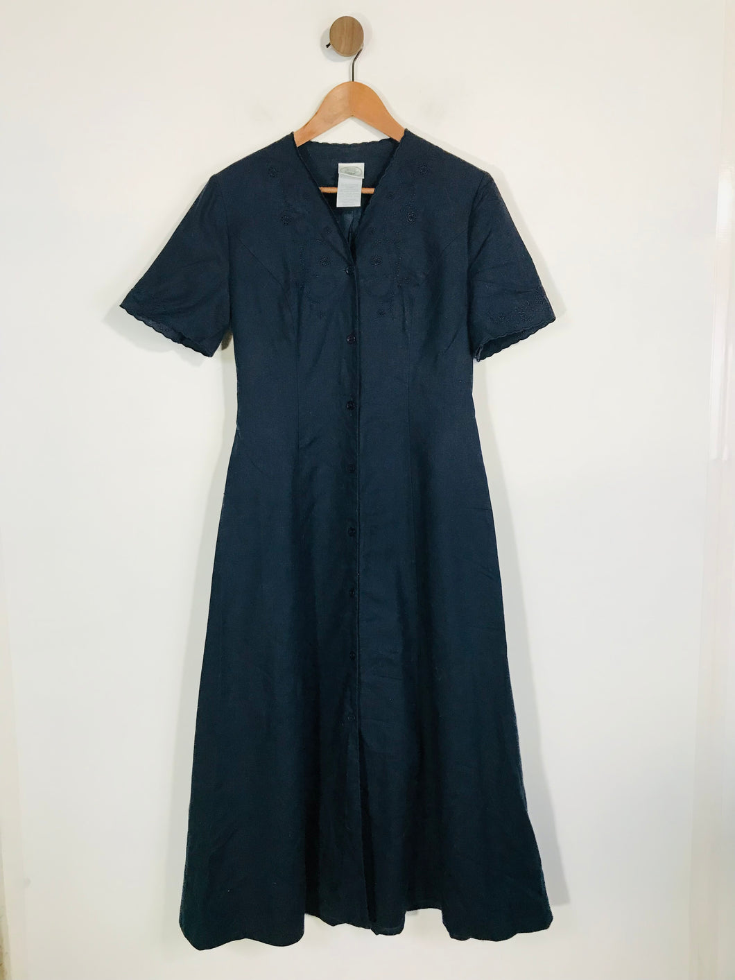 Laura Ashley Women's Linen Floral Maxi Dress | UK10 | Blue