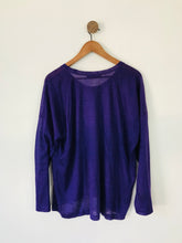 Load image into Gallery viewer, Shirin Guild Women’s Linen Long Sleeve Knit Jumper Top | L-XL UK16-18 | Purple
