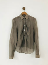 Load image into Gallery viewer, Boss Hugo Boss Women’s Ruched Button-Up Shirt | UK12 | Brown

