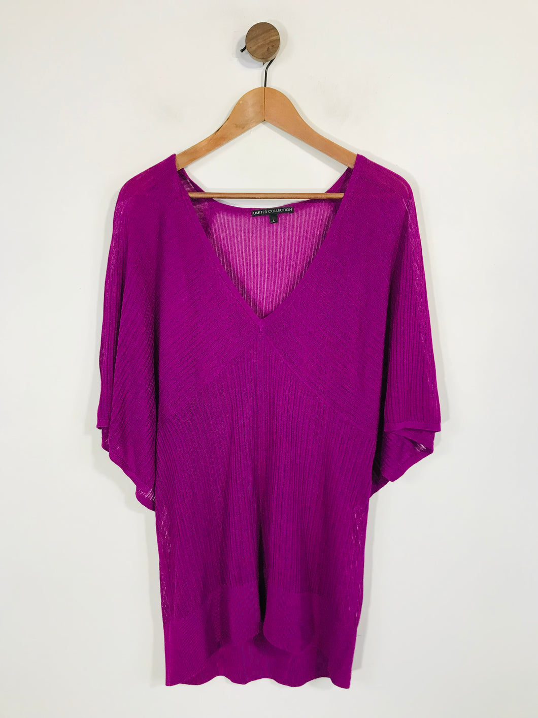 Marks and Spencer Women's Knit V-Neck Top | L UK14 | Purple