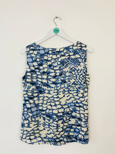 Load image into Gallery viewer, L.K. Bennett Women’s Sleeveless Patterned Blouse | UK12 | Blue
