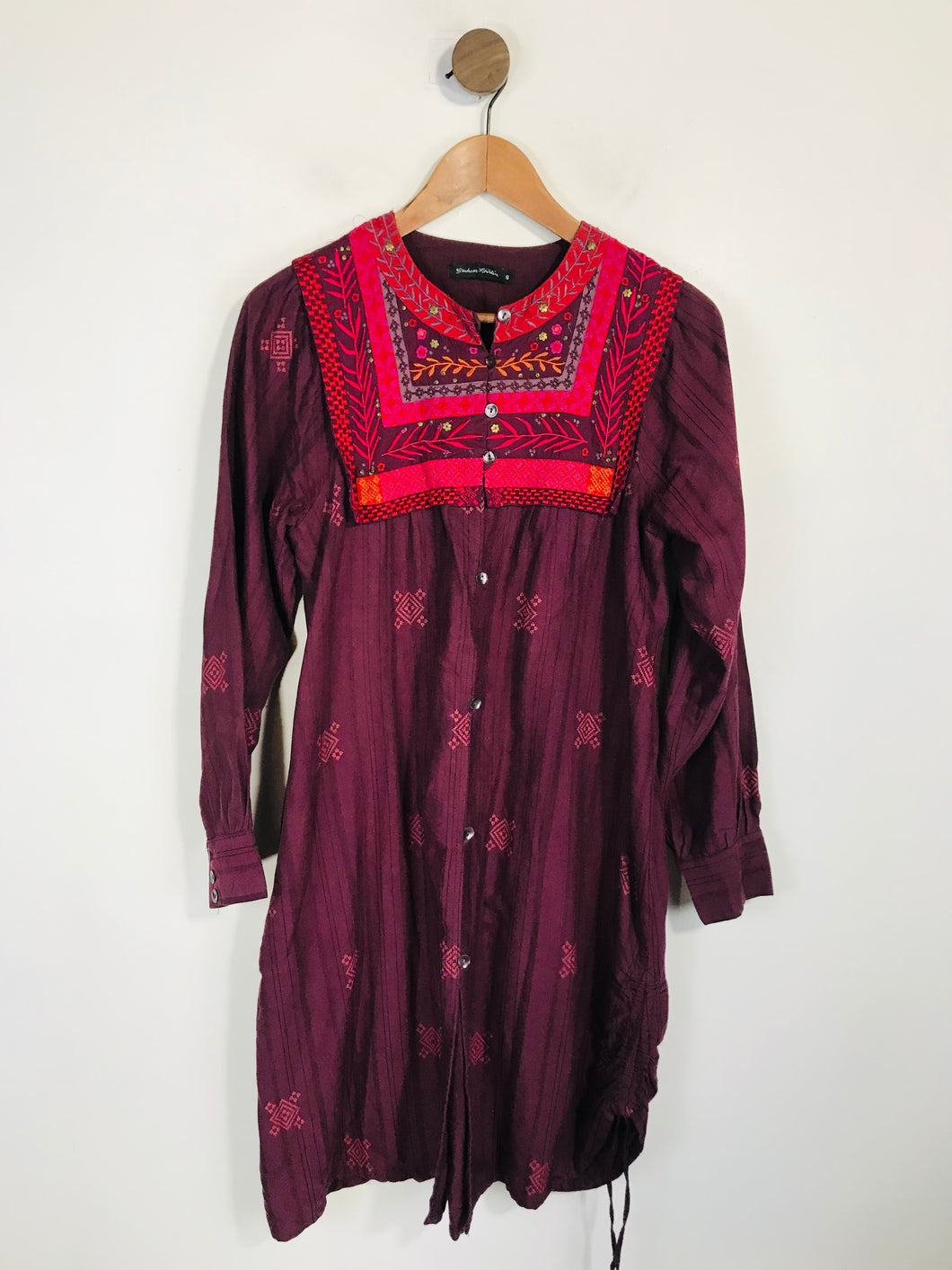 Gudrun Sjoden Women's Floral Striped Shirt Dress | S UK8 | Purple