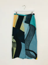Load image into Gallery viewer, Jigsaw Women’s 100% Silk Abstract Print Midi Skirt | UK10 | Blue
