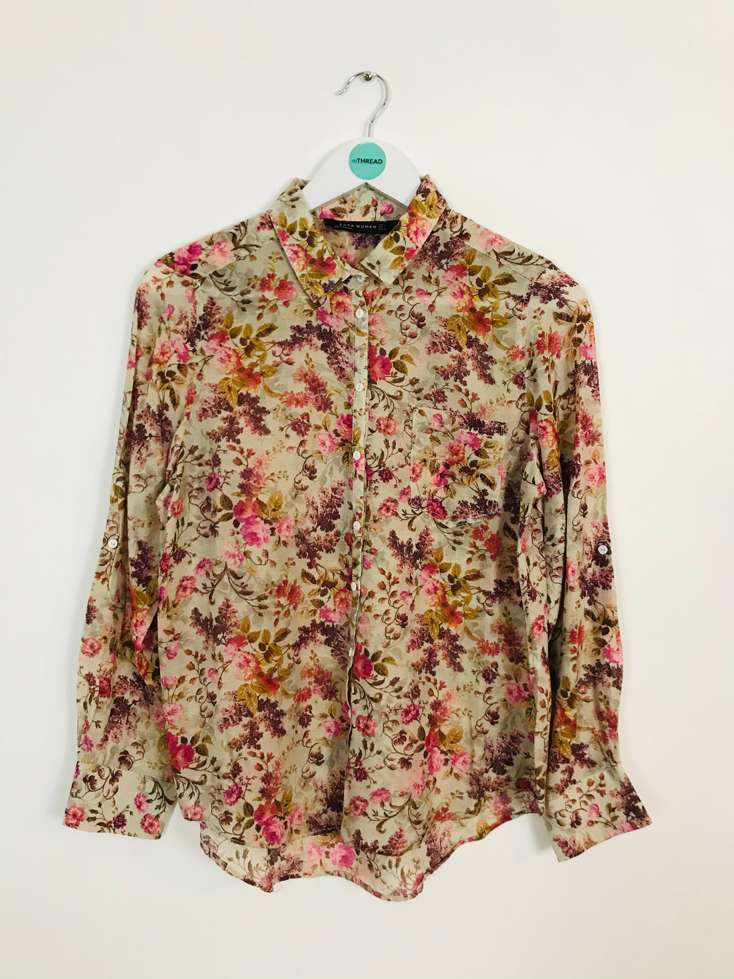 Zara Women’s Floral Cotton Silk Lightweight Shirt | UK14 | Multicolour