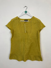 Load image into Gallery viewer, Fenn Wright Manson Women’s Short Sleeve Knitted Blouse | UK 14 | Mustard Yellow

