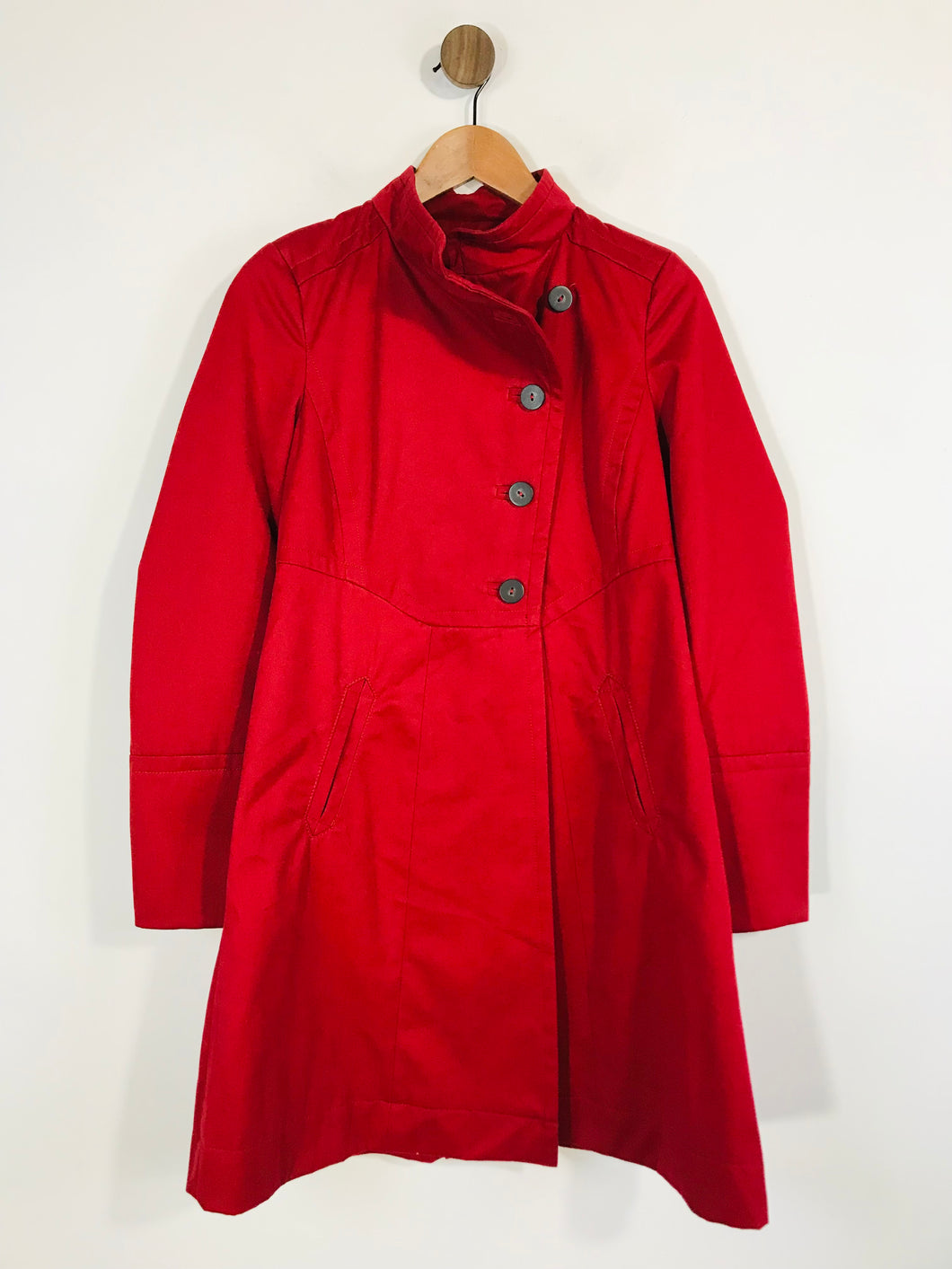 Comptoir des Cotonniers Women's Cotton Long Overcoat Coat | EU38 UK10 | Red