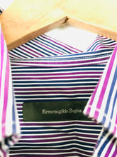 Load image into Gallery viewer, Ermenegildo Zegna Men&#39;s Striped Button-Up Shirt | M | Purple
