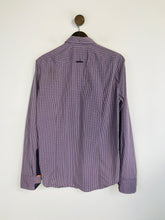 Load image into Gallery viewer, Boss Orange Men&#39;s Check Gingham Smart Button-Up Shirt | M | Purple
