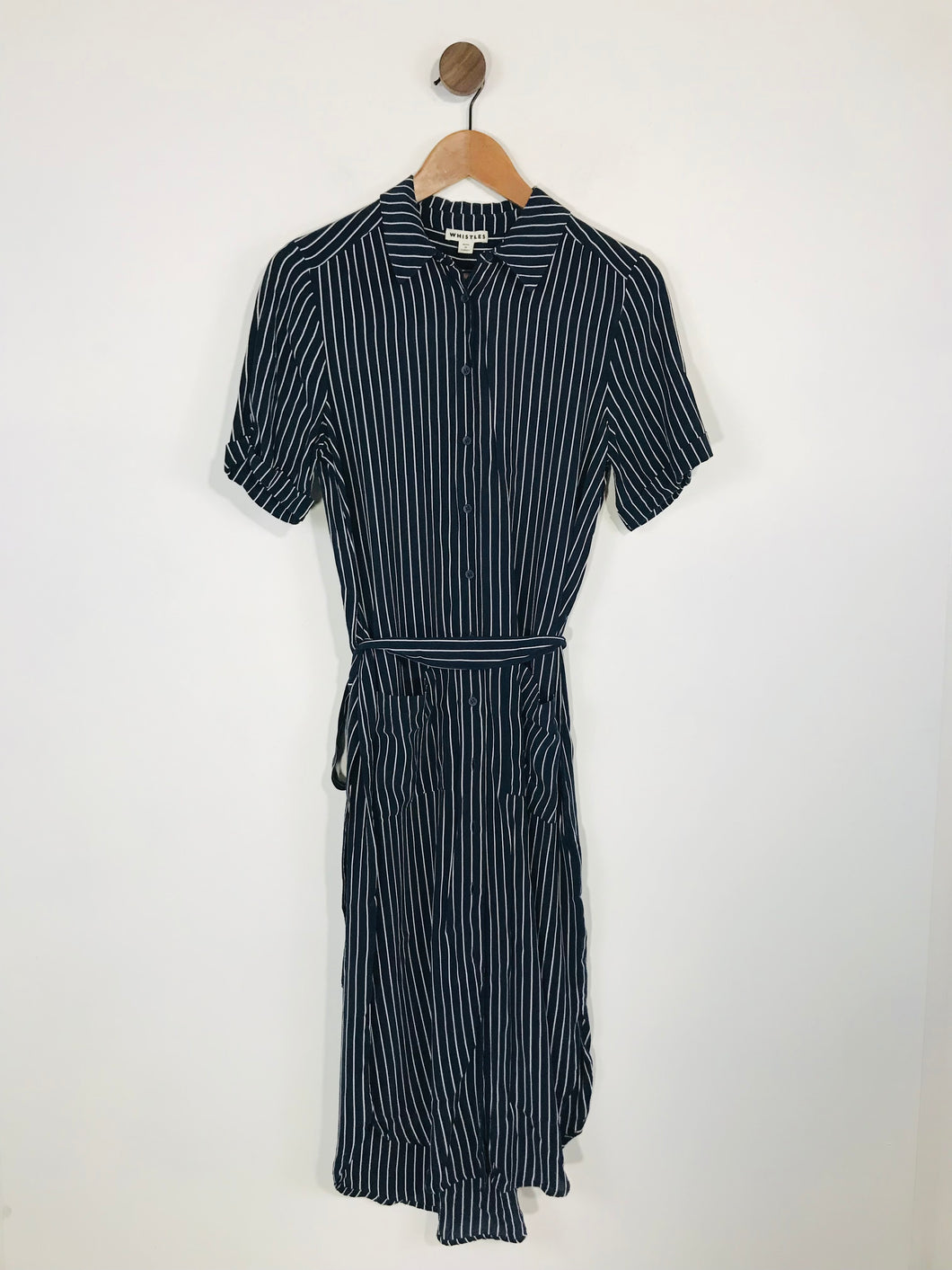 Whistles Women's Striped Midi Shirt Dress | UK10 | Blue